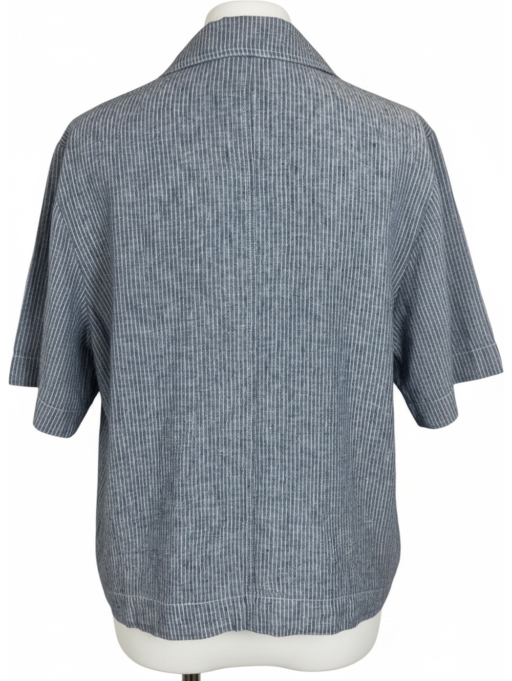 Everlane Linen Workwear Shirt | S | Blue Stripe Boxy Cropped 100% Linen - Picture 3 of 6